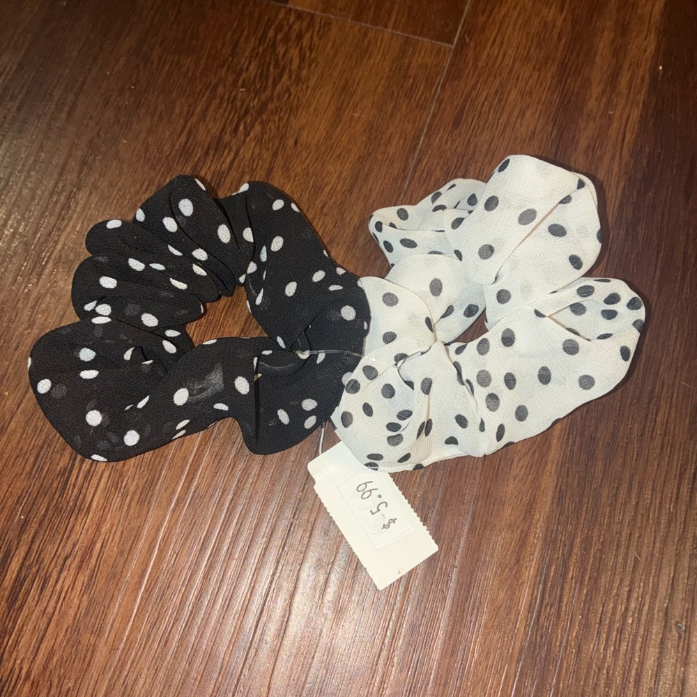 Polka Dot Scrunchie Set - Black & White